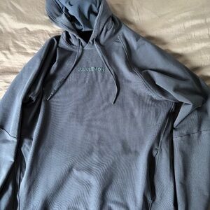 lululemon Men's Large City Sweat Wordmark Pullover Hoodie Sweater - Navy